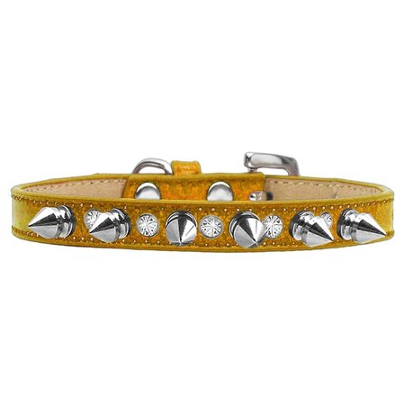 MIRAGE PET PRODUCTS Crystal & Silver Spikes Dog CollarGold Ice Cream Size 12 634-1 GD12